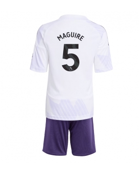 Billige Fotballdrakt Manchester United Harry Maguire #5 Replika Bortedraktsett Barn 2025-26 Kortermet (med bukser)